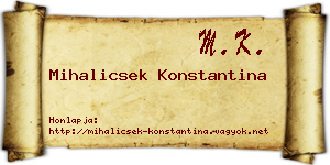 Mihalicsek Konstantina névjegykártya